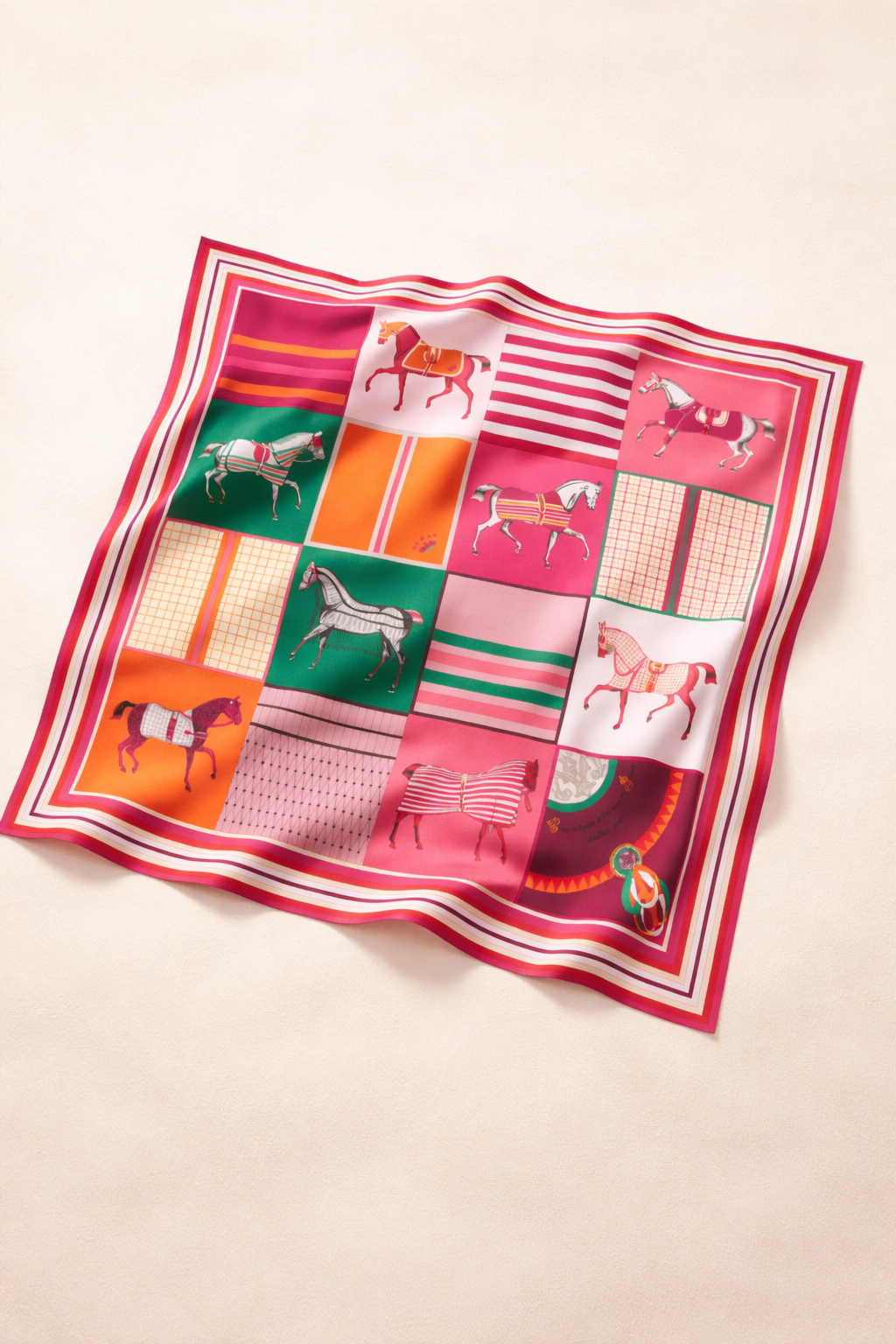 Equestrian Print Silk Scarf