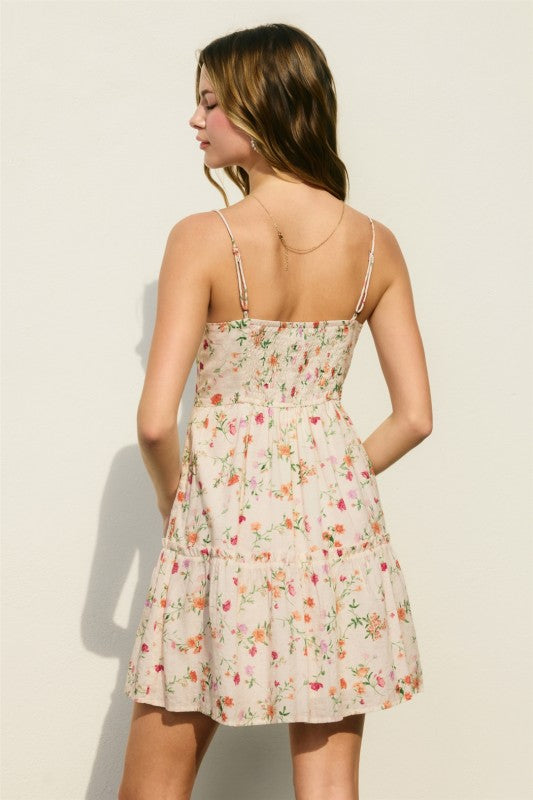 Camellia Bloom Corset Mini Dress