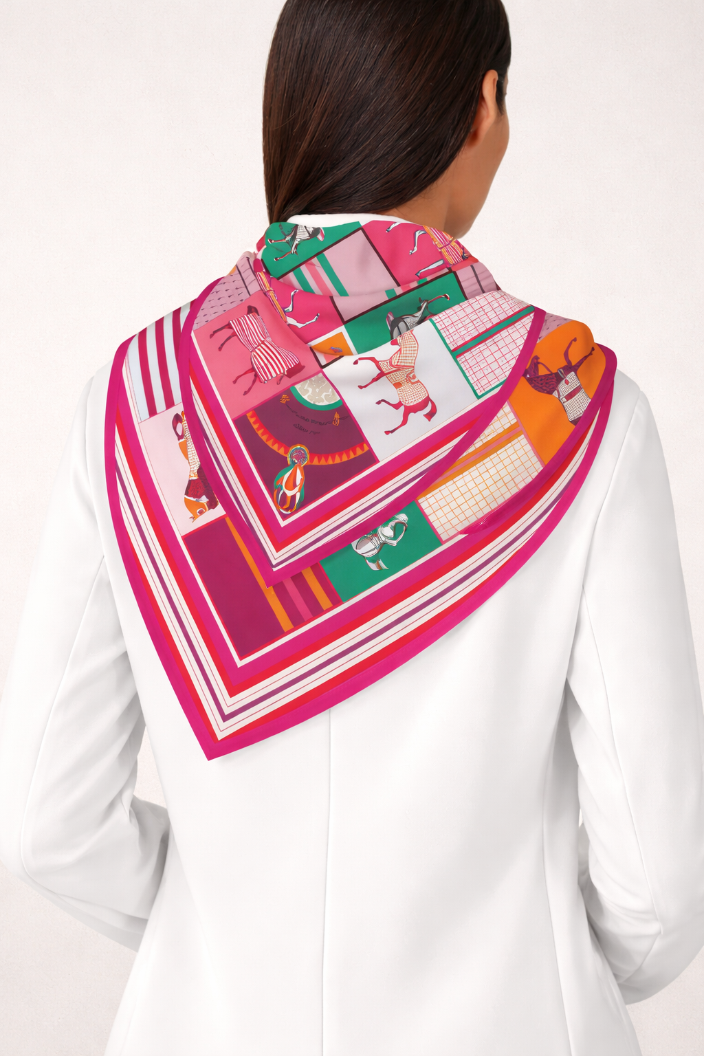 Equestrian Print Silk Scarf