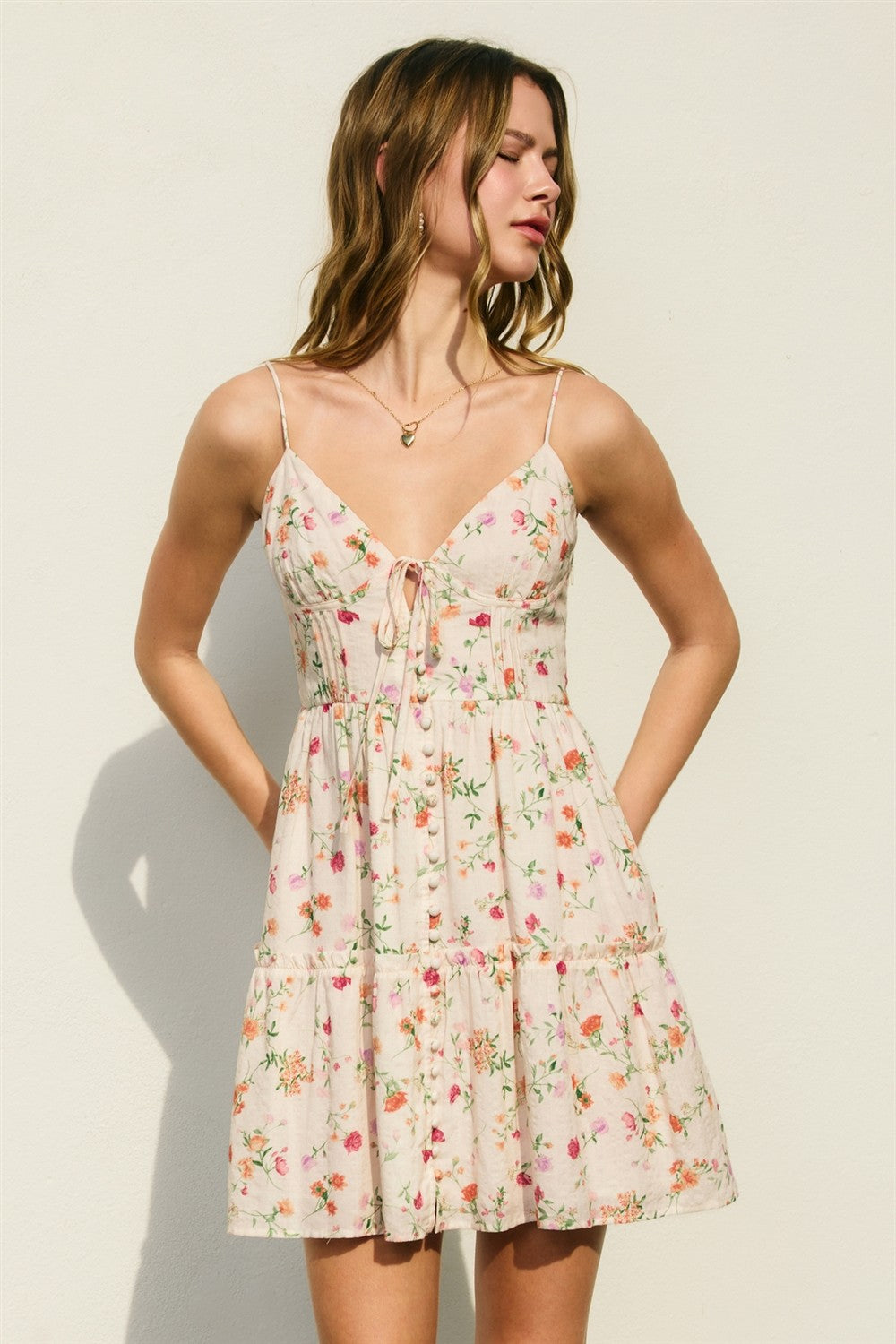 Camellia Bloom Corset Mini Dress