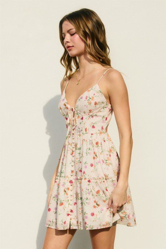Camellia Bloom Corset Mini Dress