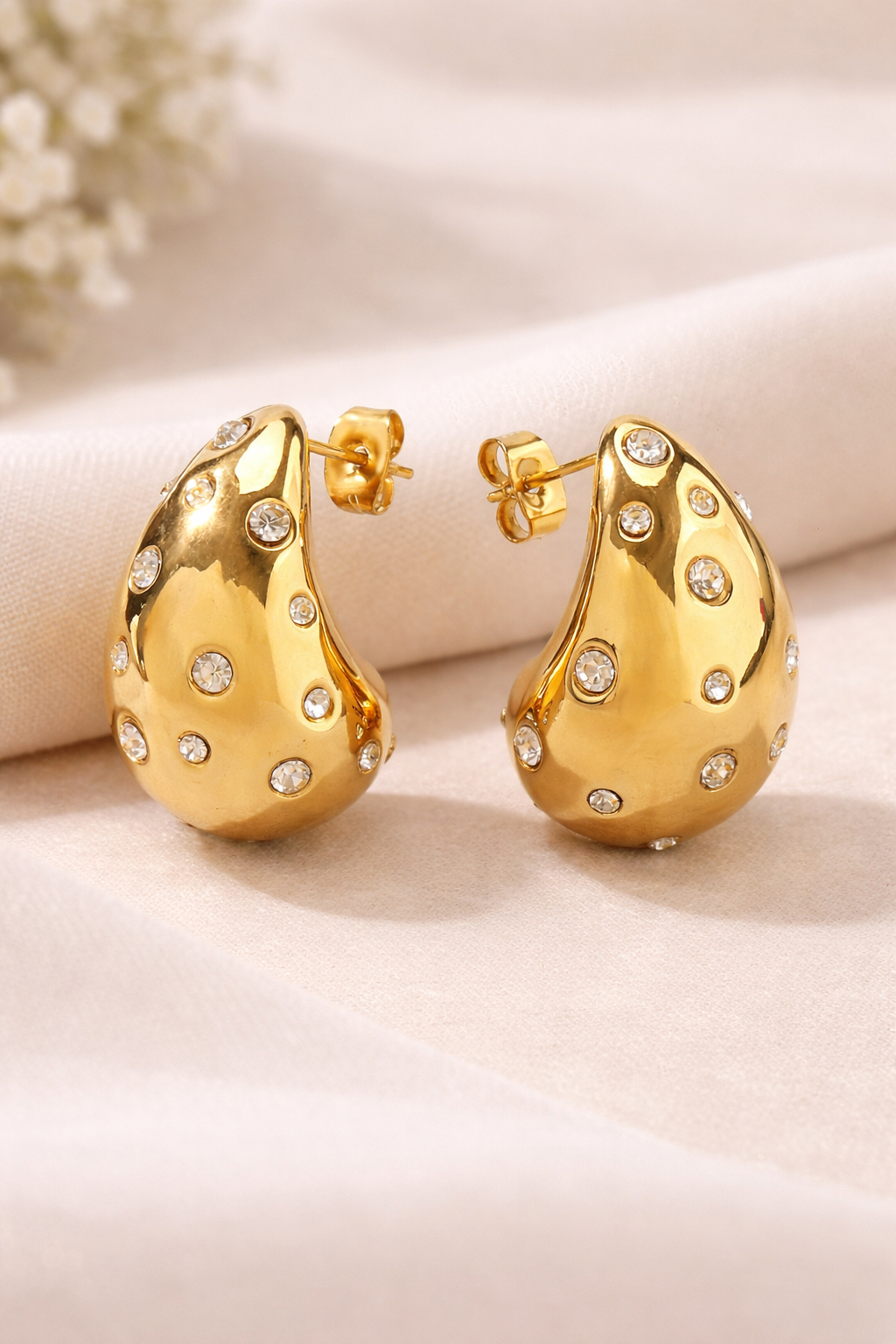 Drop Earrings with Rhinestones