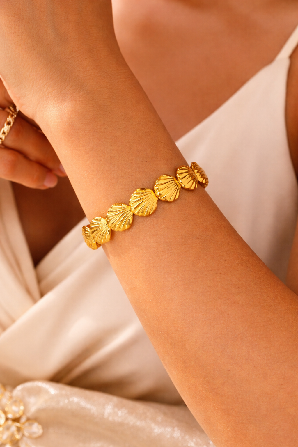 Gold Shell Cuff Bracelet