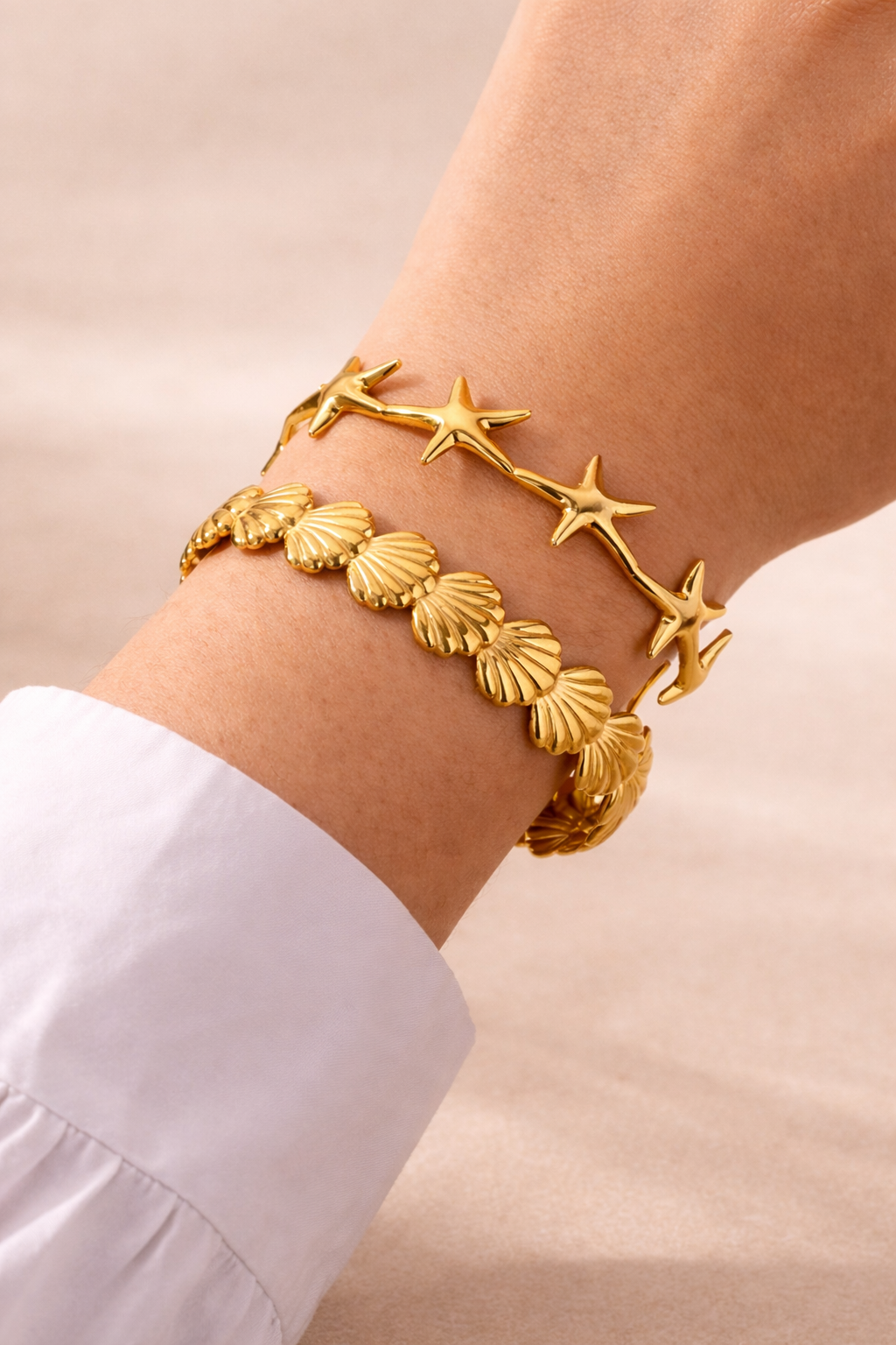 Gold Starfish Cuff Bracelet
