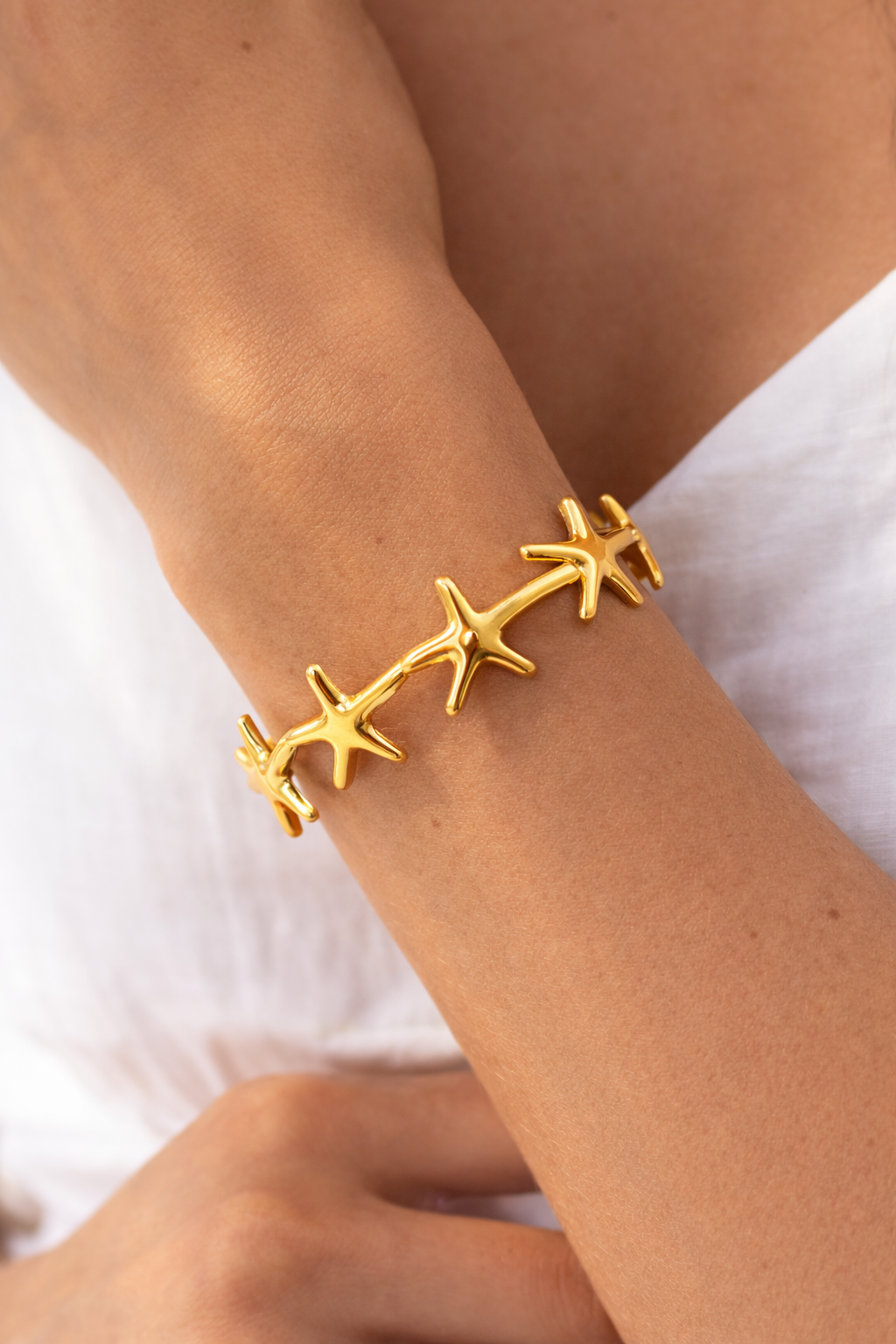 Gold Starfish Cuff Bracelet