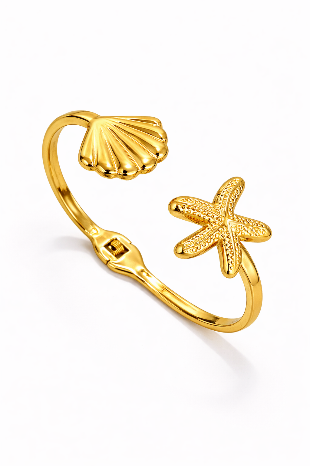 Golden Shore Shell & Starfish Cuff Bracelet