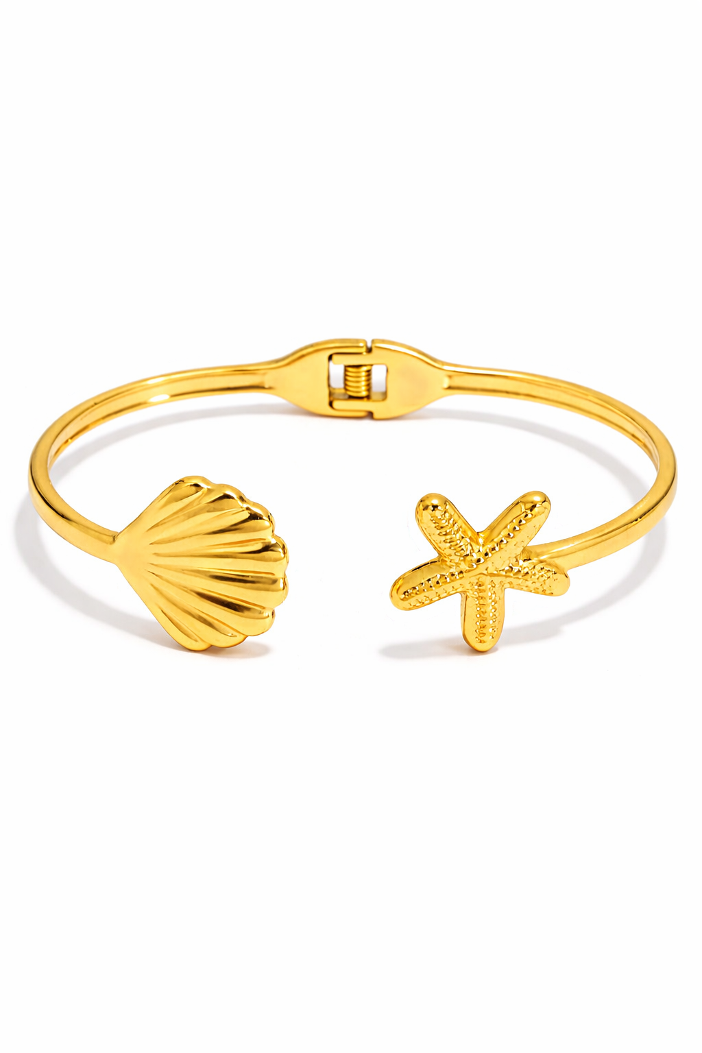 Golden Shore Shell & Starfish Cuff Bracelet