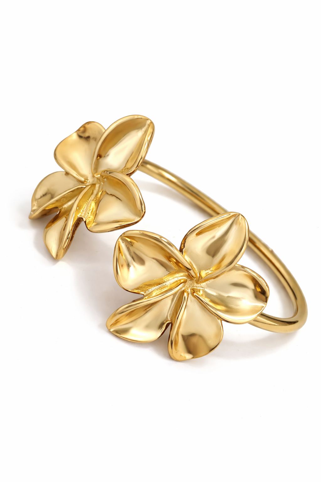Golden Tropic Plumeria Open Cuff Bracelet