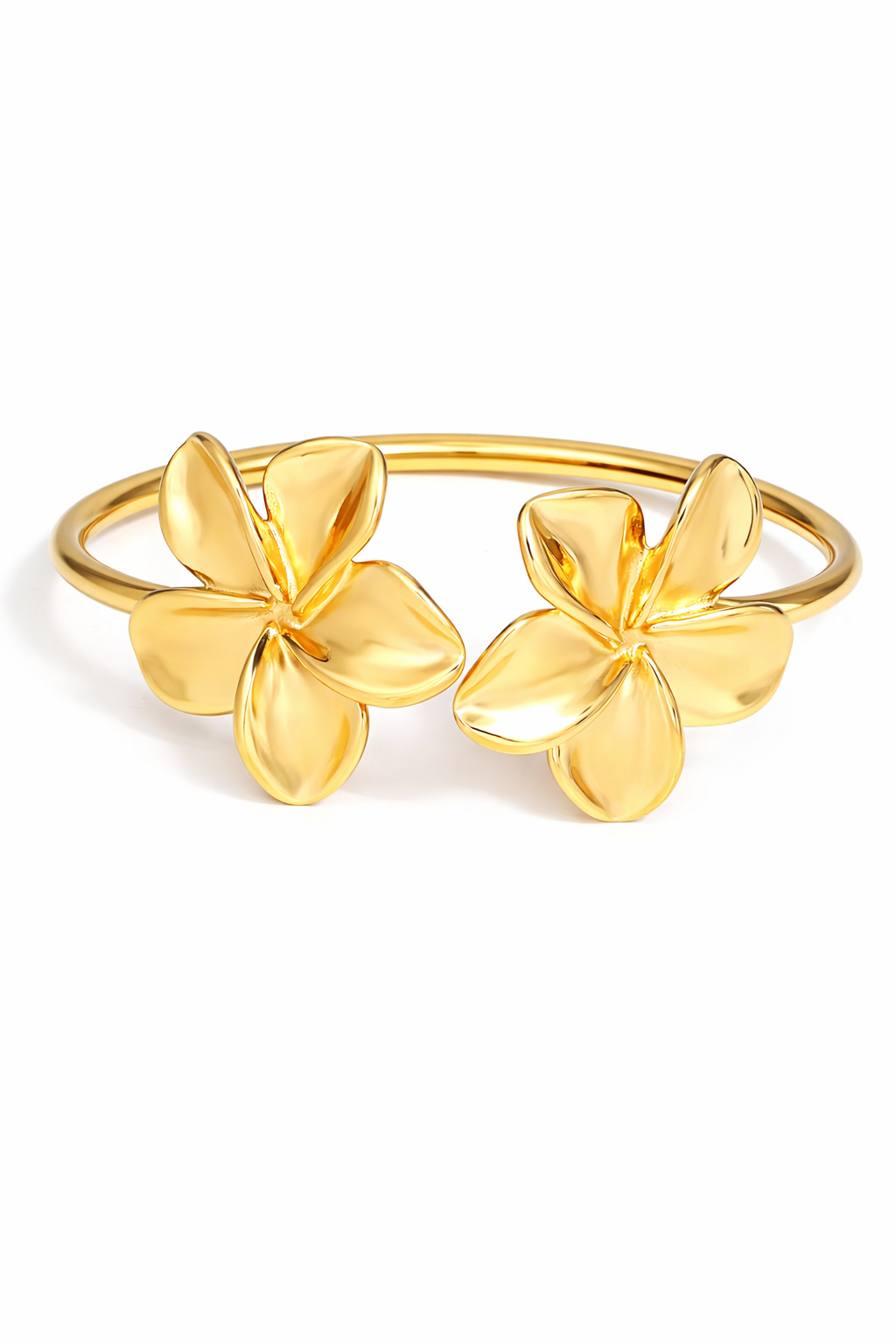 Golden Tropic Plumeria Open Cuff Bracelet