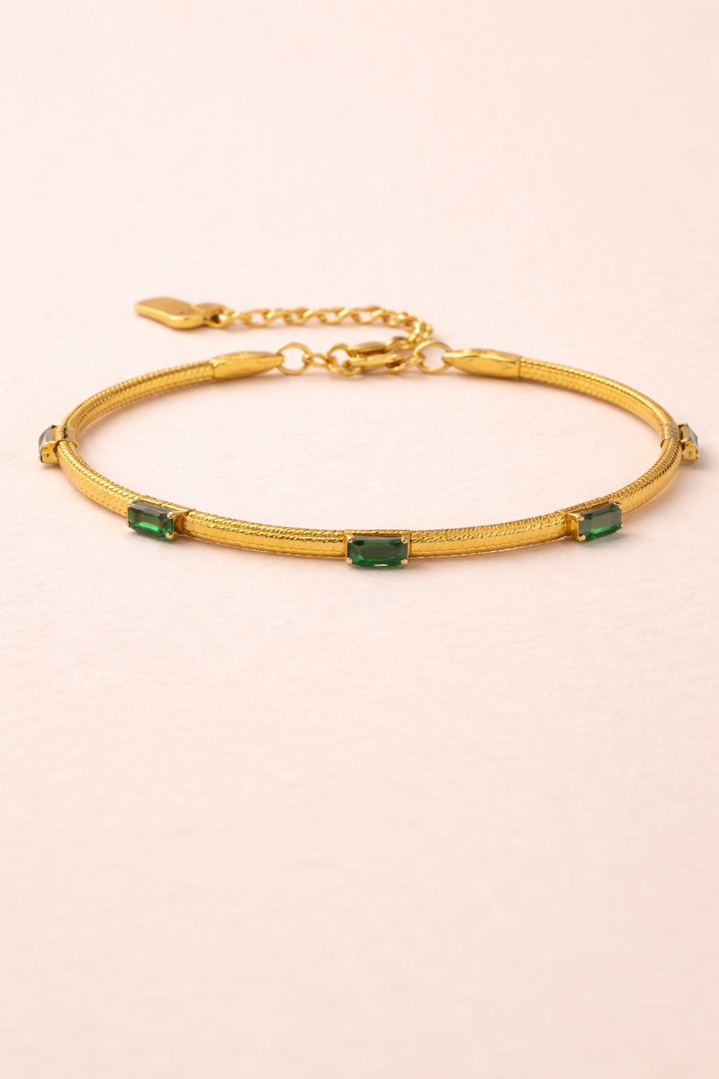 Emerald Tide Snake Chain Bracelet – Gold Stainless Steel
