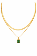 Emerald Layered Pendant Necklace – Gold Stainless Steel