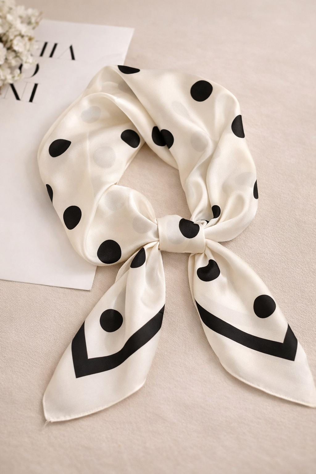 Polka Dot Square Color Block Scarf