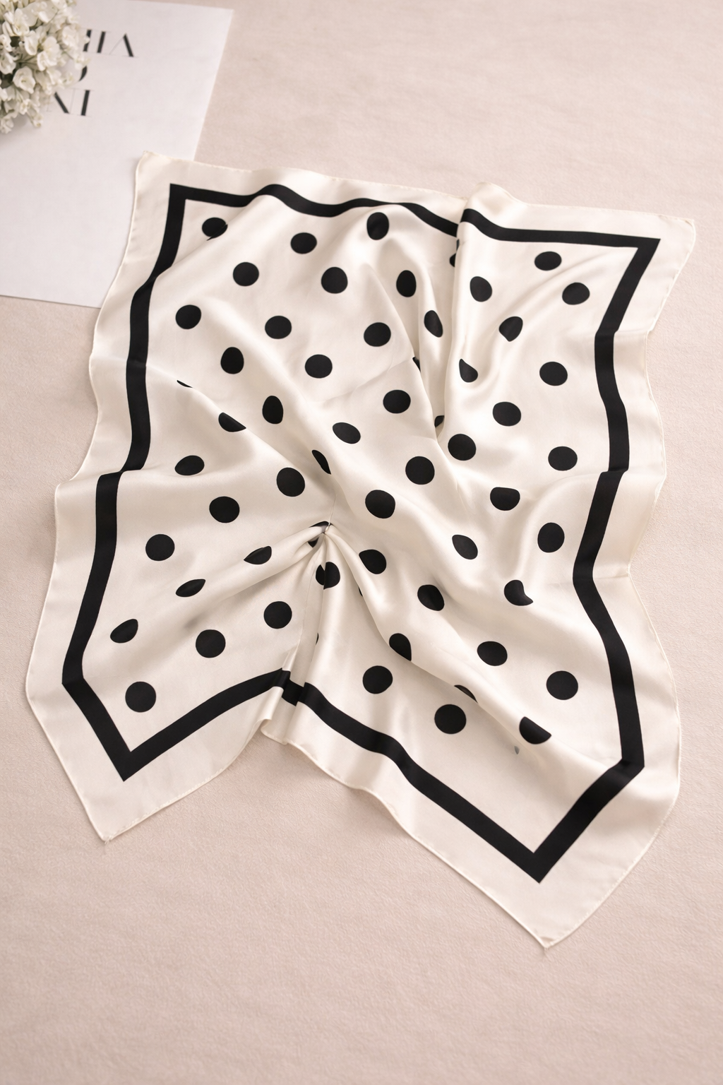 Polka Dot Square Color Block Scarf