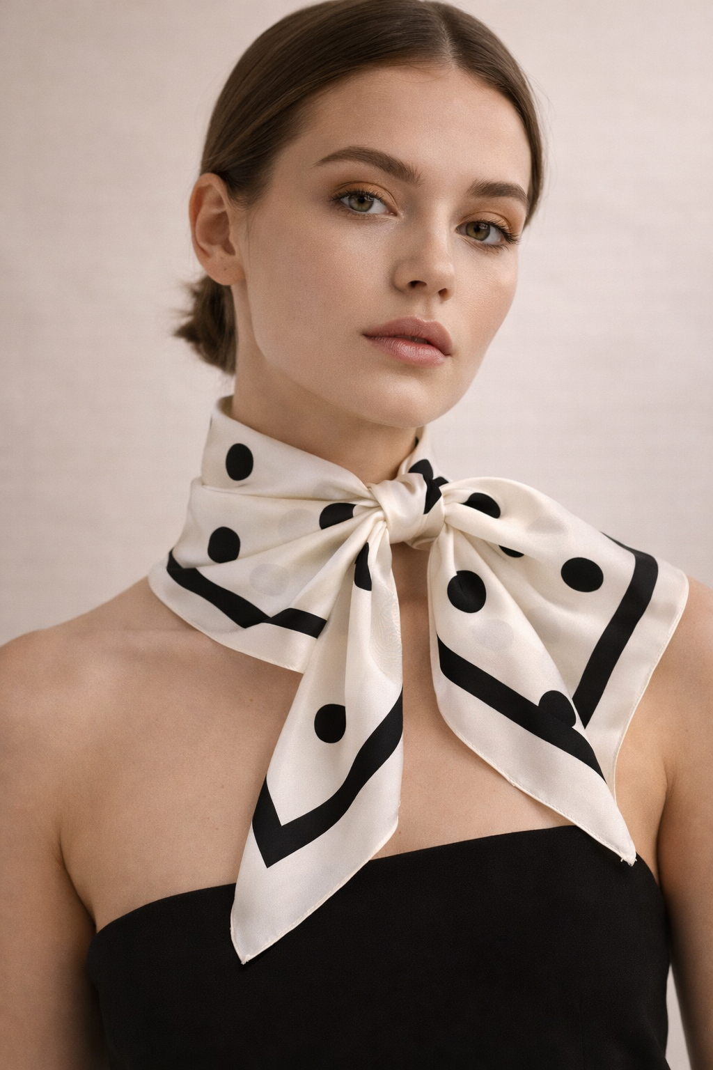 Polka Dot Square Color Block Scarf