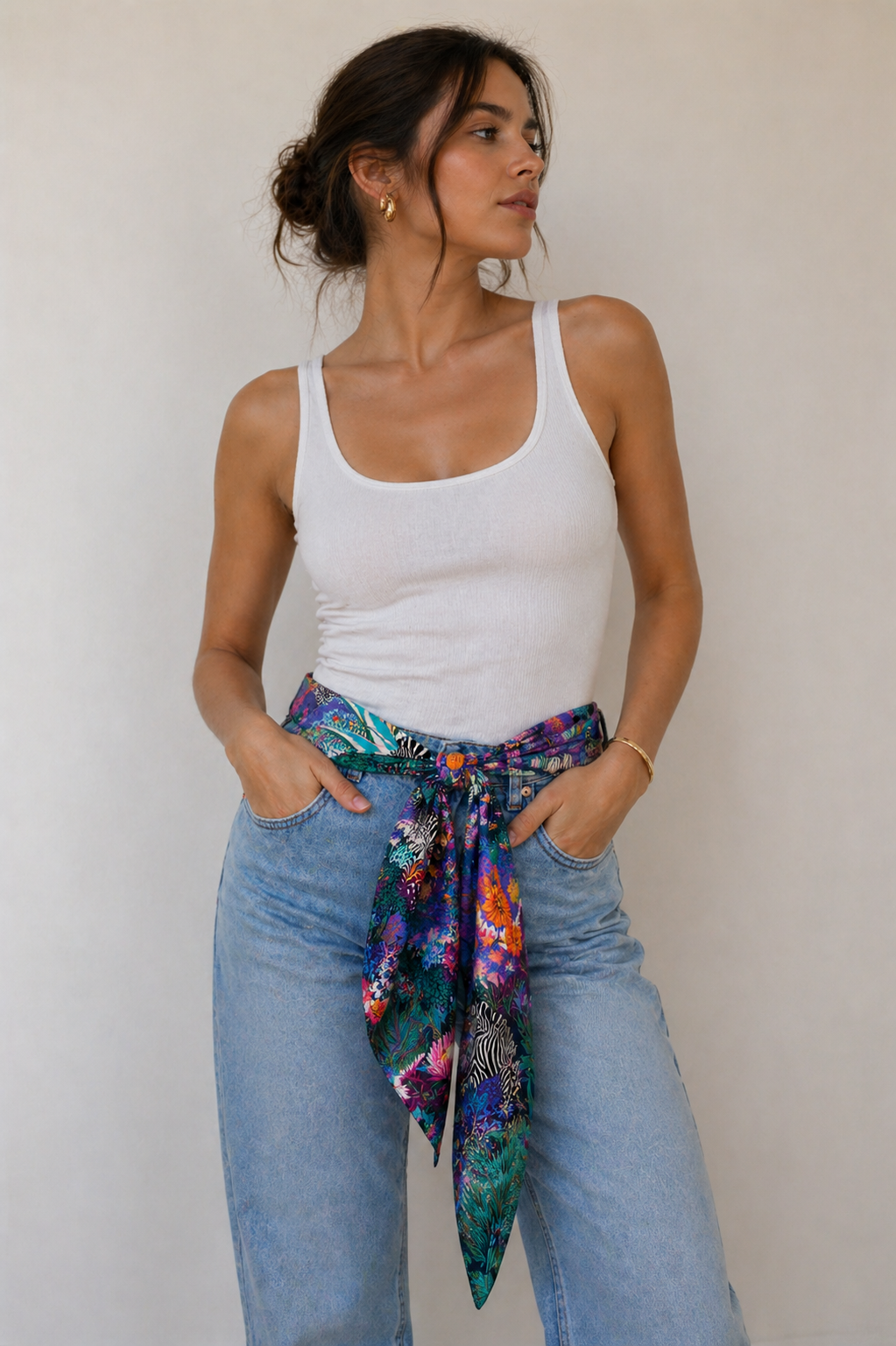 Zebra Botanical Silk Scarf