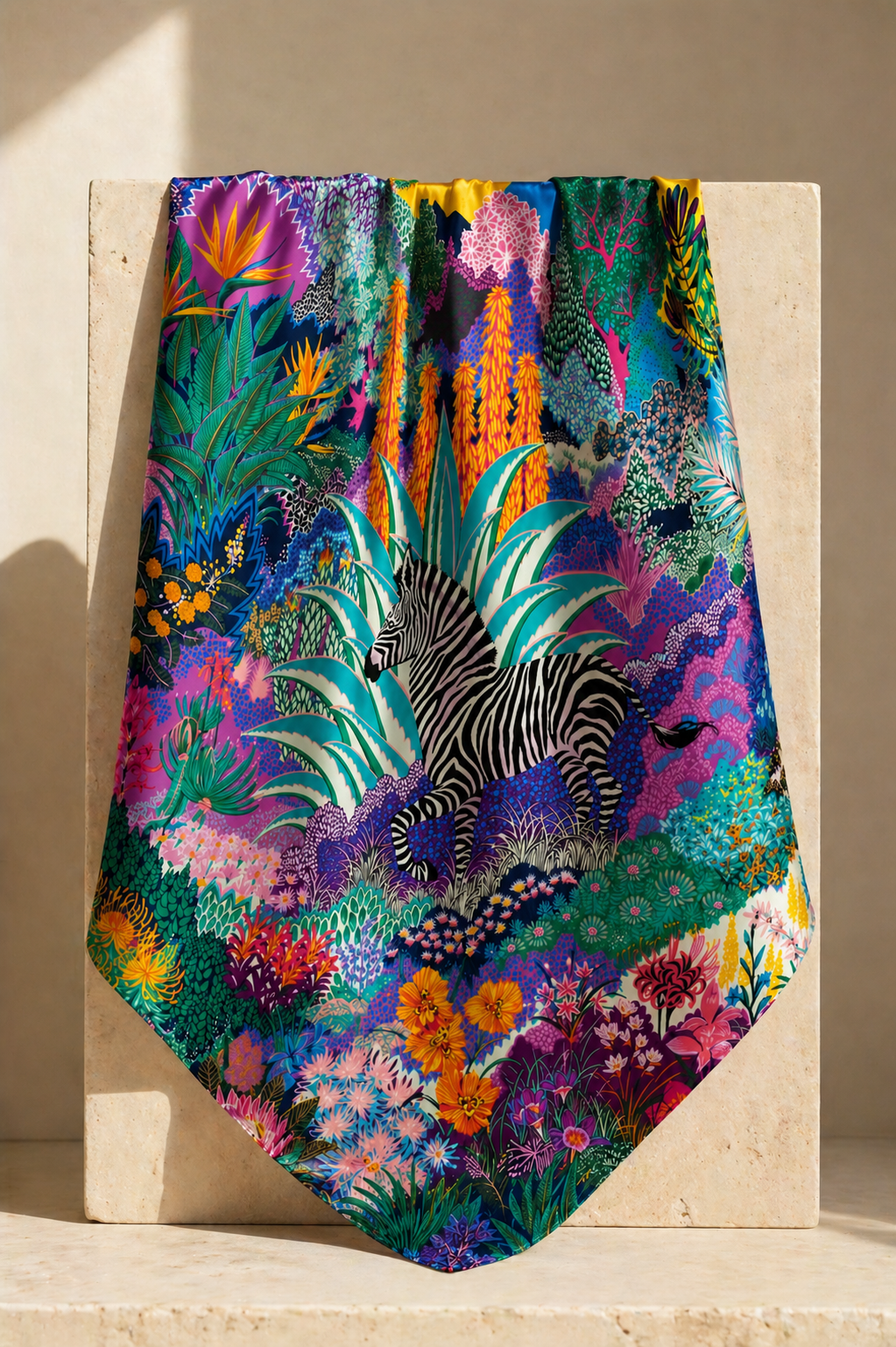 Zebra Botanical Silk Scarf