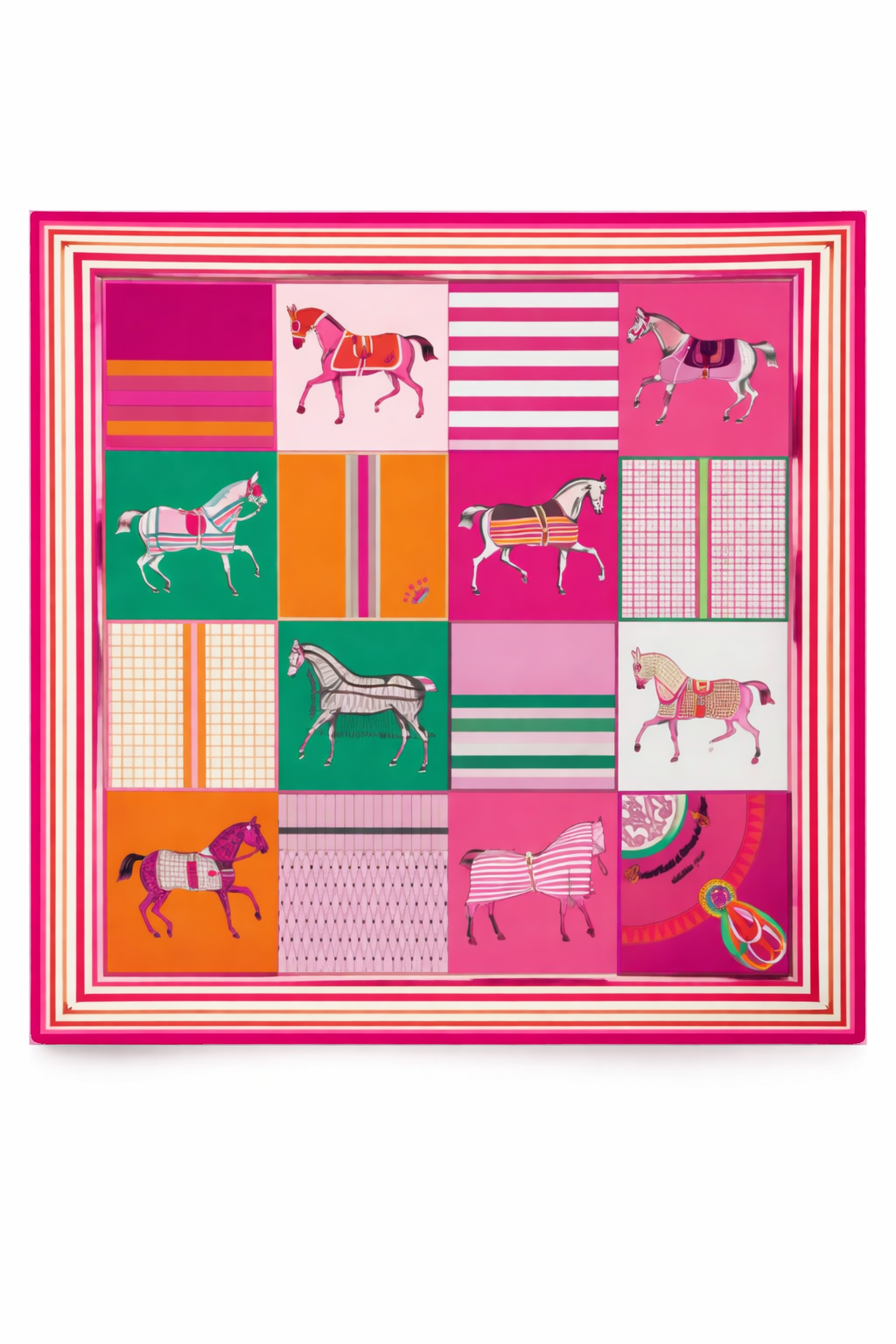 Equestrian Print Silk Scarf