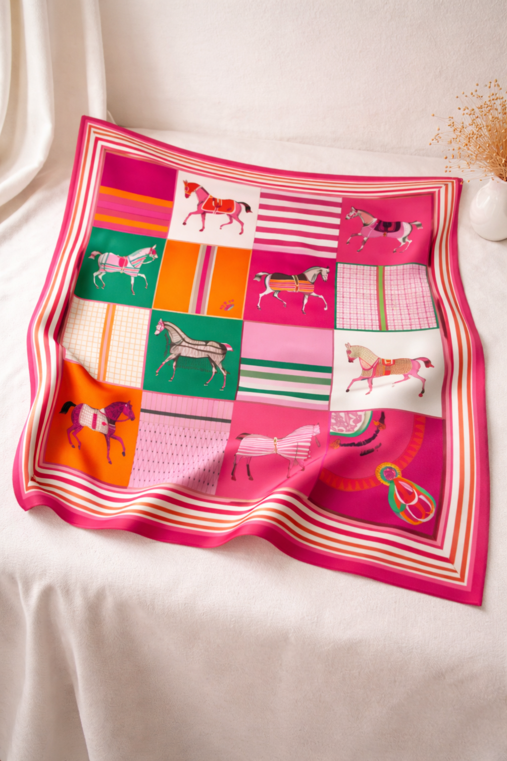 Equestrian Print Silk Scarf