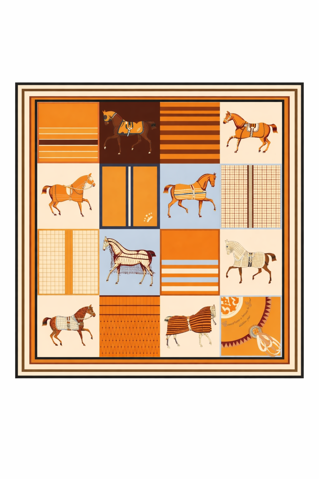 Equestrian Print Silk Scarf